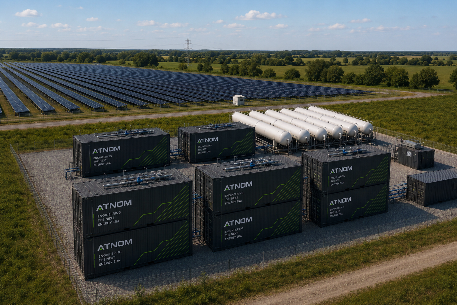 ATNOM integrated clean-energy site: utility-scale solar, battery storage and green hydrogen